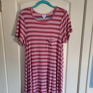 LuLaRoe 3XL Carly Dusty Pink Stripe w/Ribbed Knit